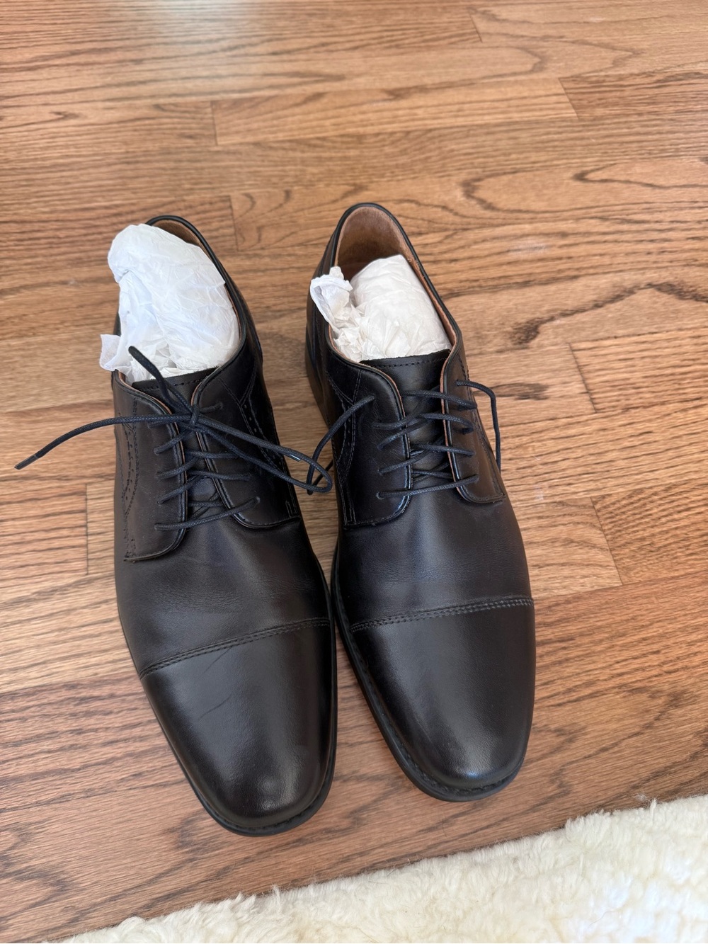 Johnston & Murphy Black Cap-Toe Derby Lace-Ups
